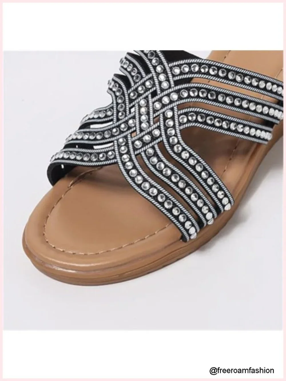 Criss Cross Low Wedge Sandals Dressy Rhinestone Platform Slides Breathable